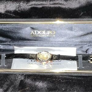 Adolfo Black and Gold Women's Watch
